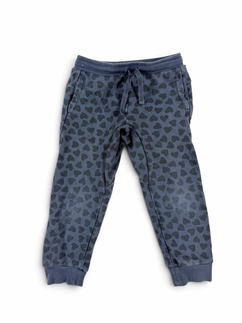 Tea Collection Heart Print Jogger Sweatpants Blue Black Size 4